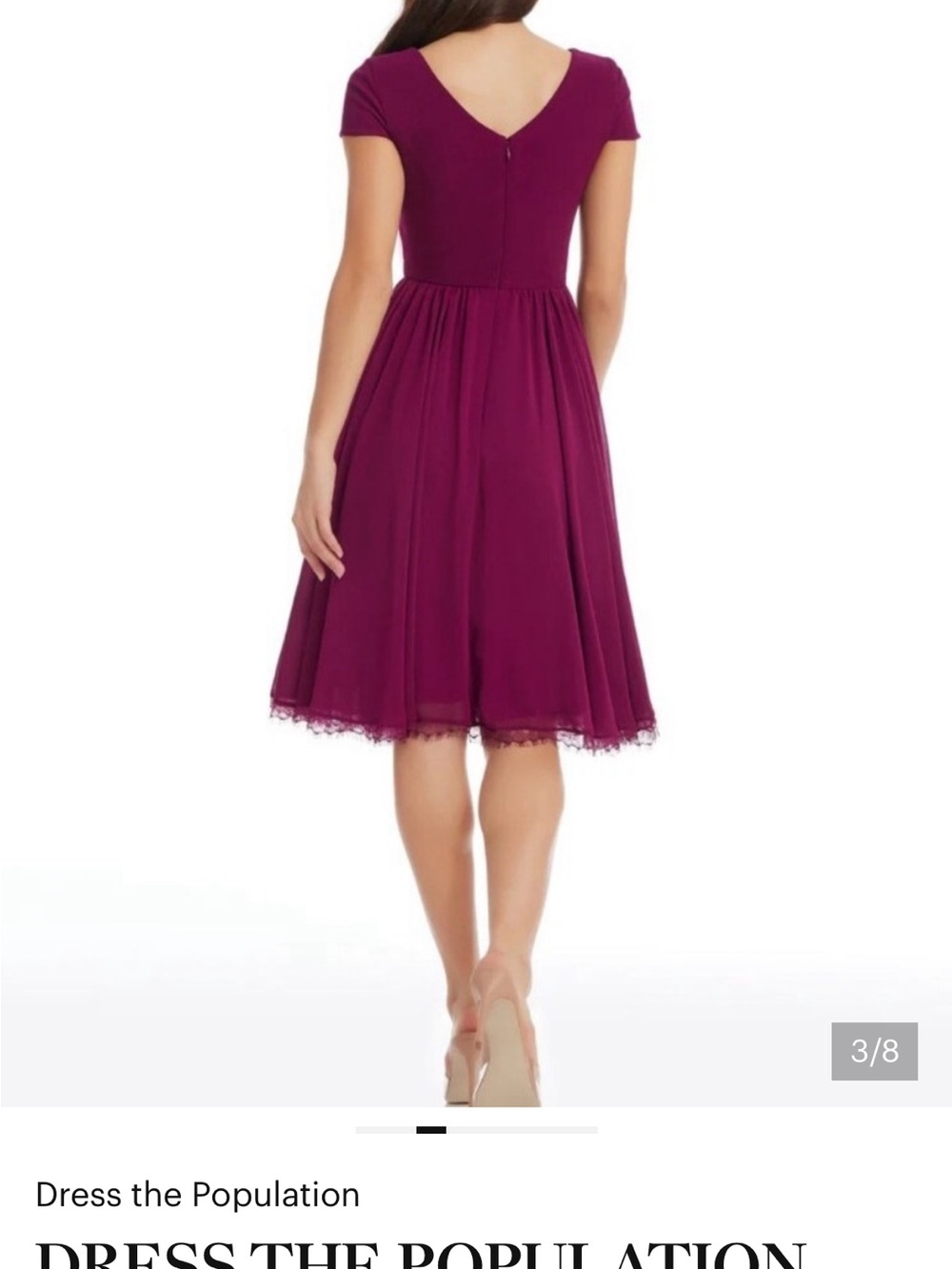 Dress the Population Plum V-Neck Midi Dress - Picture 2 of 8